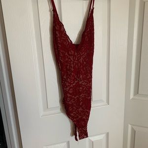 Burgundy/ red Lace bodysuit